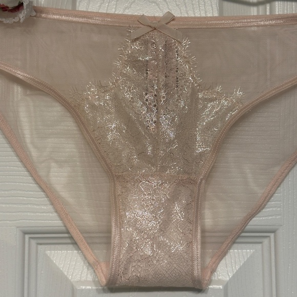 Victoria’s Secret - Ballet Pink w/Silver Shimmer & EyelashTrim - Bra & Panty Set - Picture 3 of 9